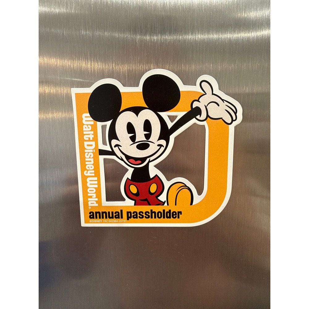 Disney World Annual Passholder Magnet 2026 Mickey Mouse Yellow D Logo Souvenir